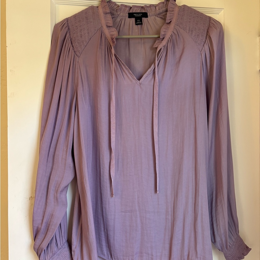 Simply Vera Vera Wang Lavender Smocked Peasant Tunic
